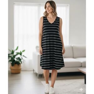 Madewell Dress Womens Sz M Highpoint Tank Hosta Stripe Black boho casual comfort